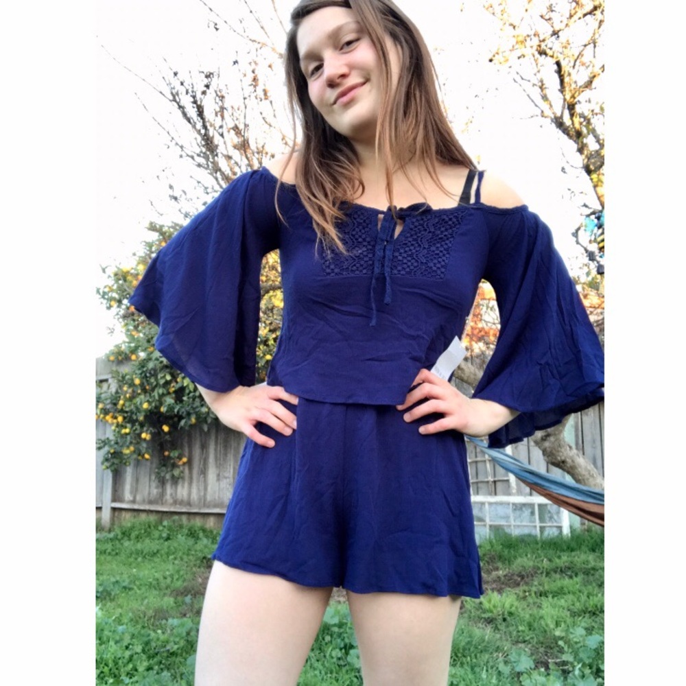 NWT | Royal Blue Romper w/ Crochet Detail